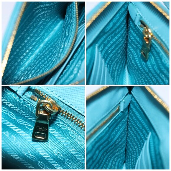 PRADA Accessory Pouch Safiano leather Blue Auth - Picture 14 of 15